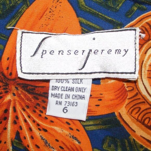 Vintage Spencer Jeremy Dress, 6, Silk, Multicolor, Polynesian, Ties on Hip - Picture 12 of 13